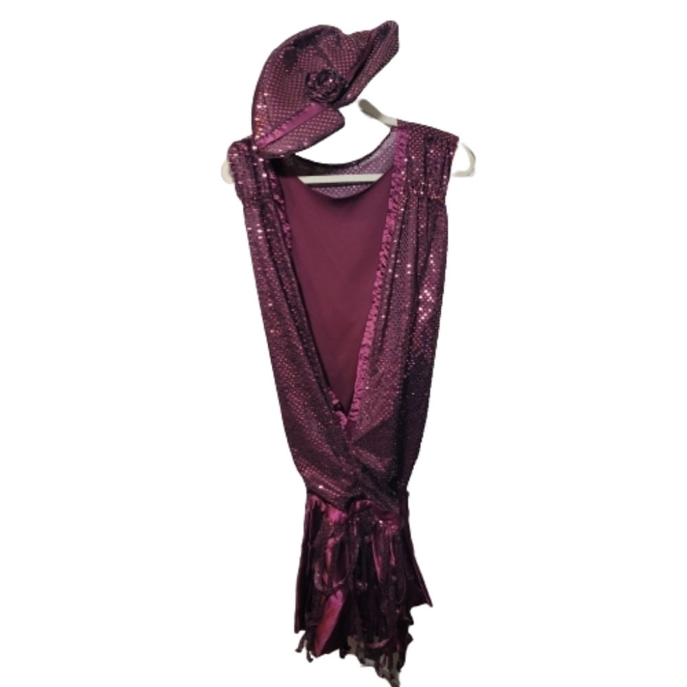 Flapper COSTUME dress and hat size 14 - 20 fringe glitter fun sparkly showgirl